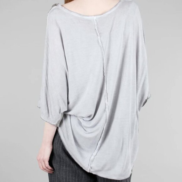 Umit Unal Acid Spray Top Oversized Blouse 100% Silk in Gray - Picture 2 of 16